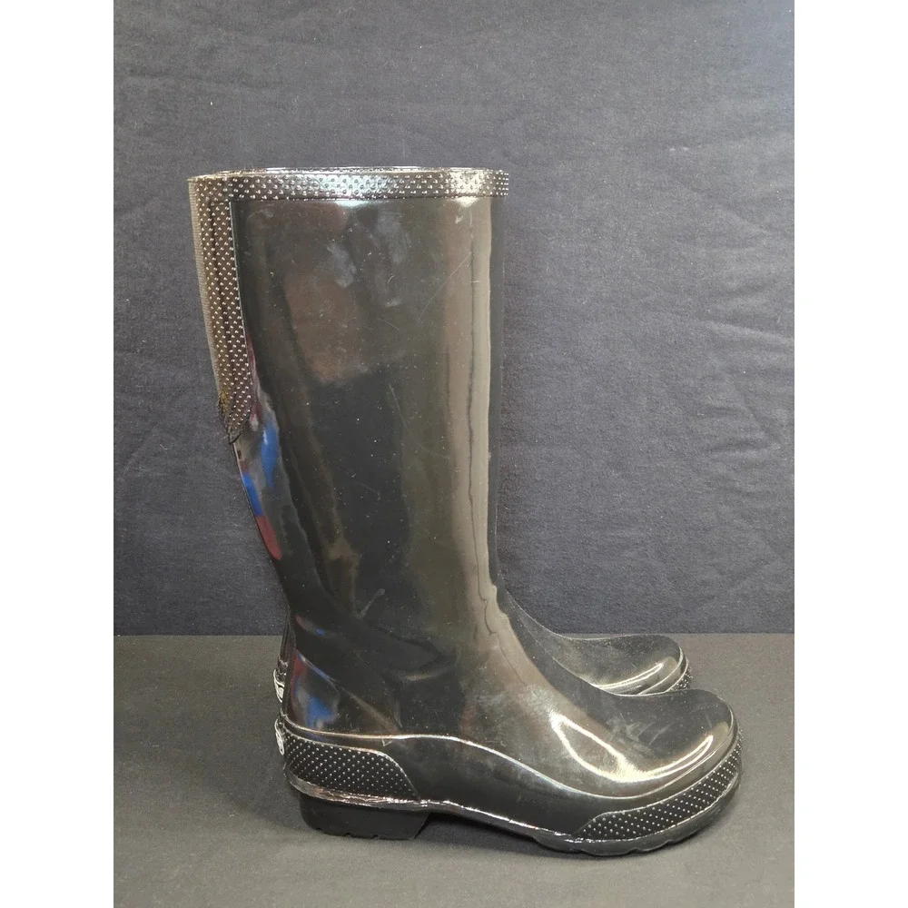 Crocs RainFloe Tall Rain Boots Black Glossy‎ Waterproof Rubber Womens 7 202198